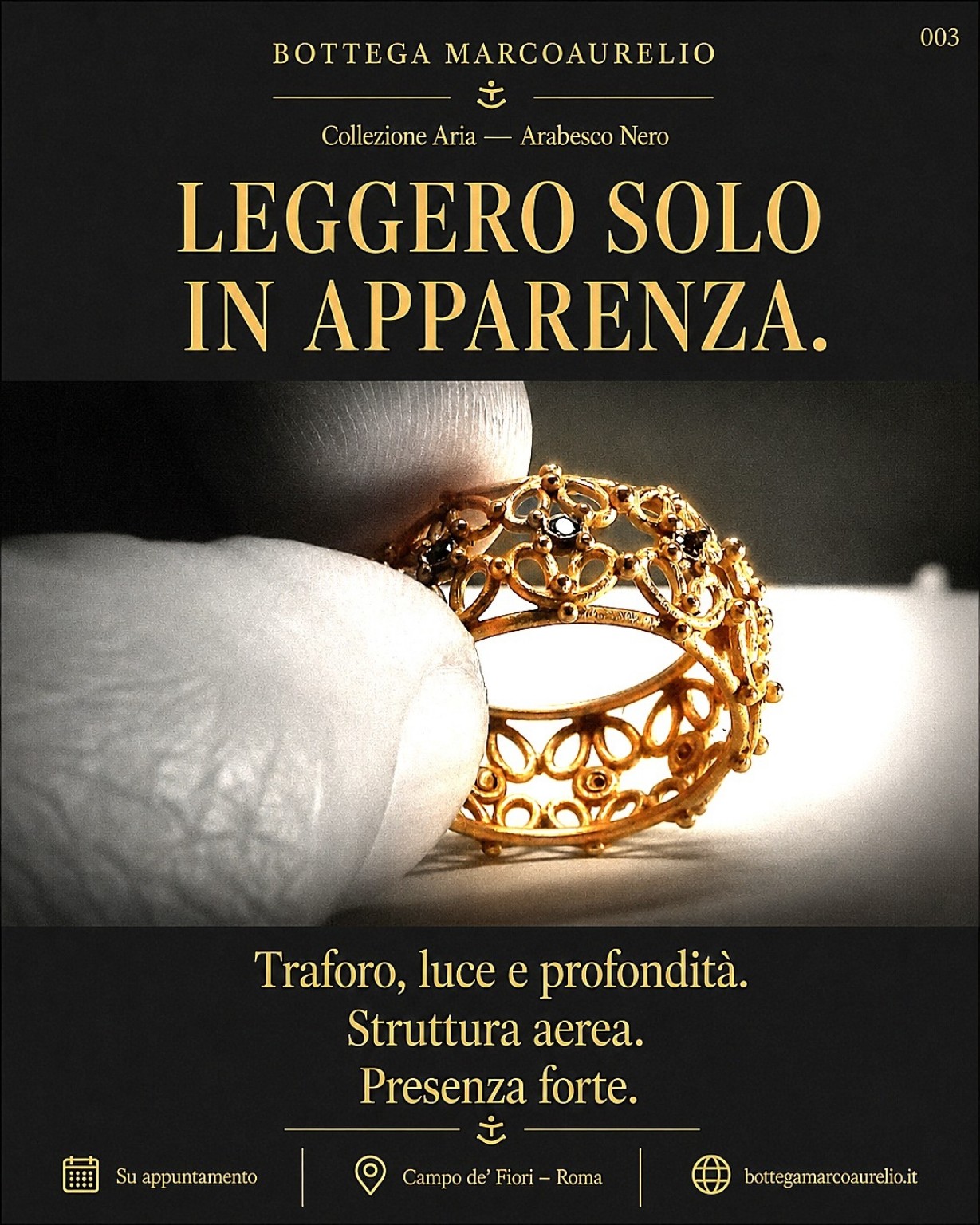 Arabesco Nero · leggero solo in apparenza