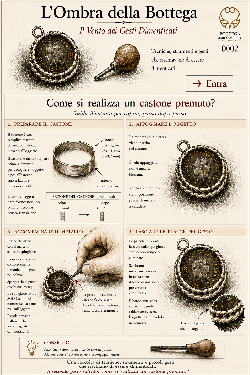 Tavola illustrata: come si realizza un castone premuto